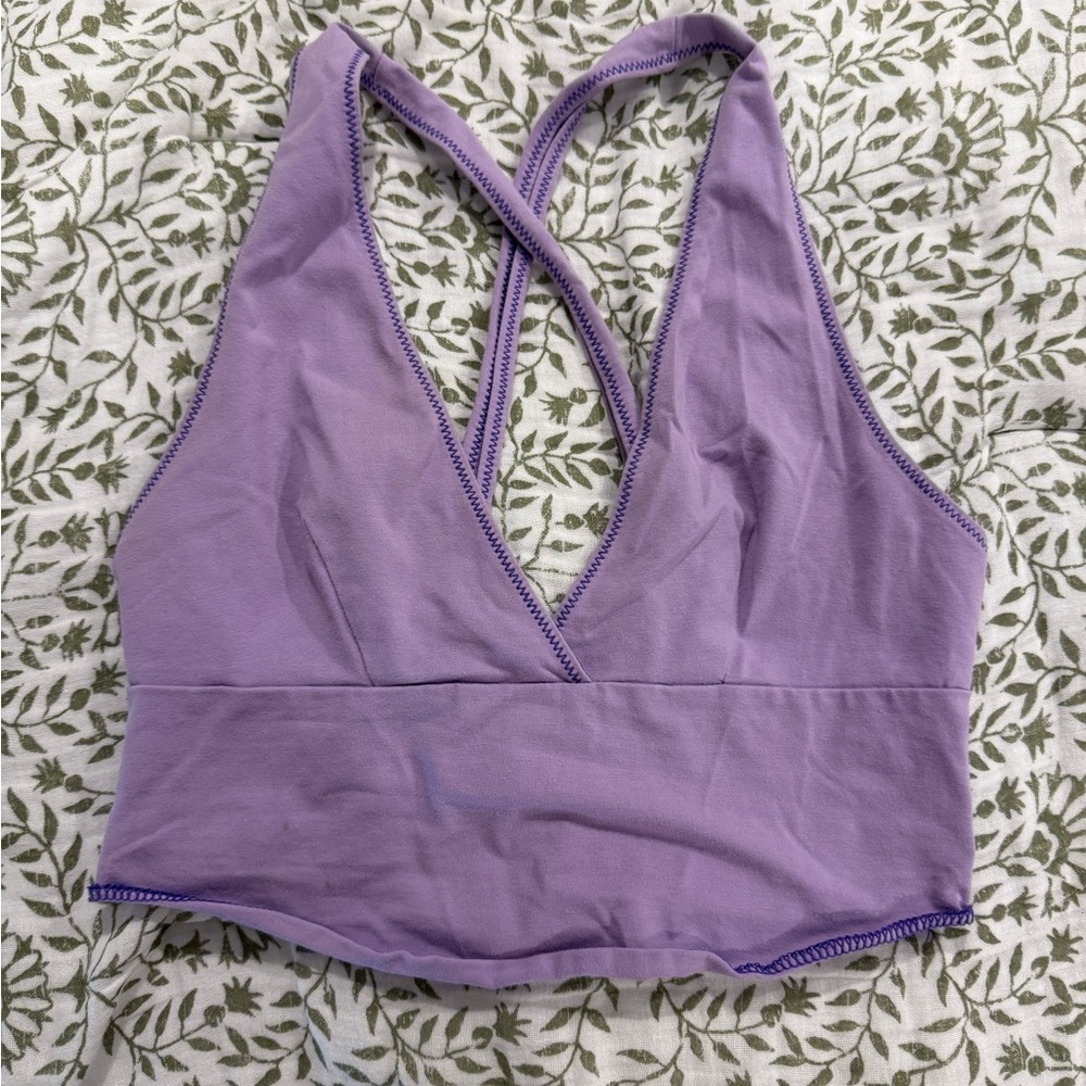 BDG Purple Plunge V-Neck Halter Top